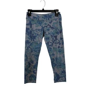Pure Karma blue gray watercolor capri cropped leggings‎ womens small.